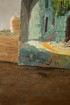 Lower-left signature detail on a small vintage impasto painting, appearing to include a 1955 date.